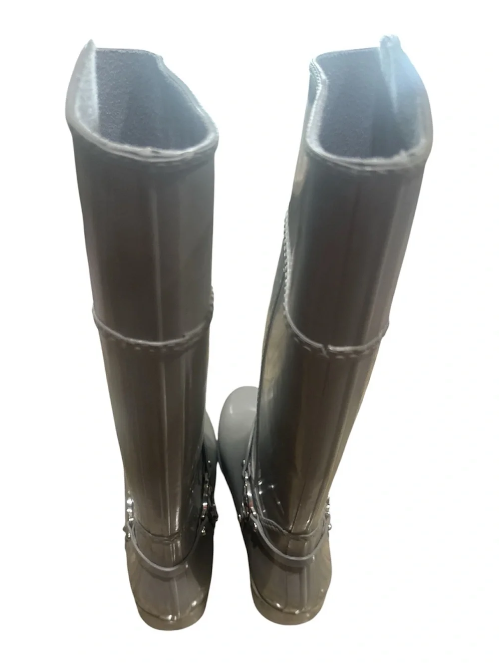 Michael Kors Light Gray Tall MK-Emblem Rain Boots